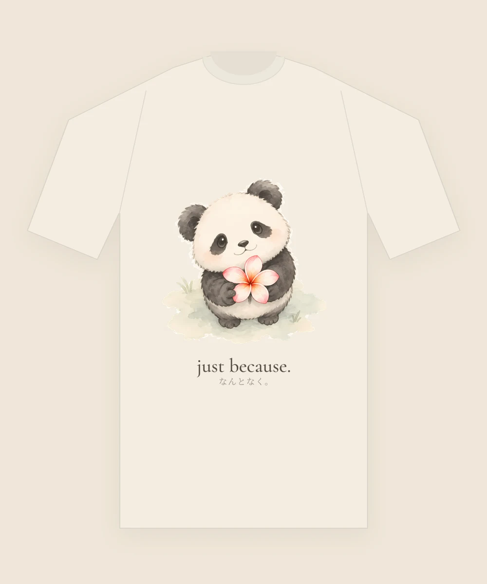 the panda printed on the chest of a cream t-shirt